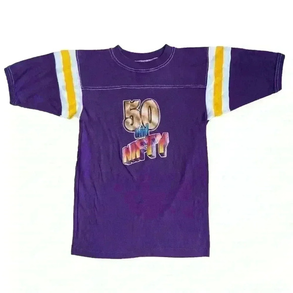 T Plus Other - Vintage 70s T Plus 50 And Nifty Retro T-Shirt Purple Made In USA L Runs Small